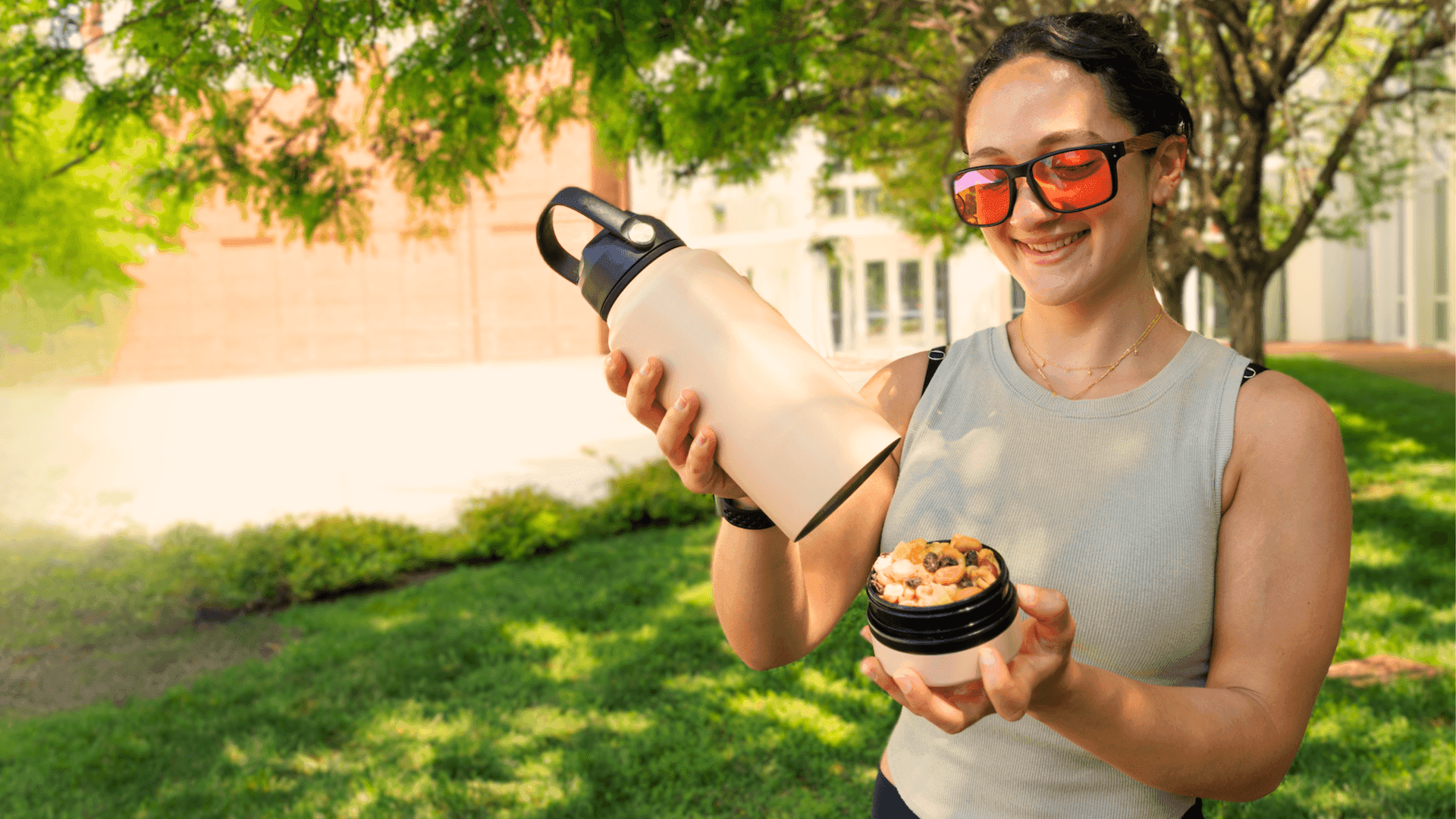 snack water bottle with storage container